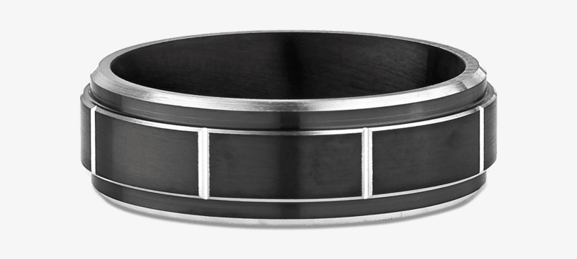 The Dark Color Is Ideal For Men Who Are Not Used To - Men's Black Paneled Cobalt Chrome Wedding Band (7mm), transparent png