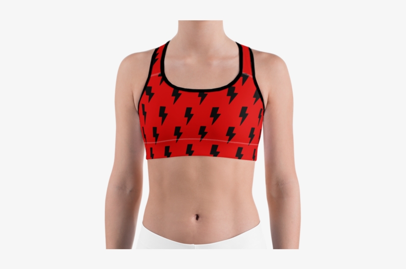 Red & Black Lightning Bolts Sports - Bra, transparent png