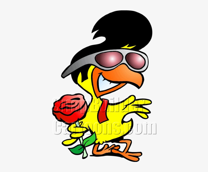 En With Sungles Holding Rose Flower - Elvis Chicken, transparent png