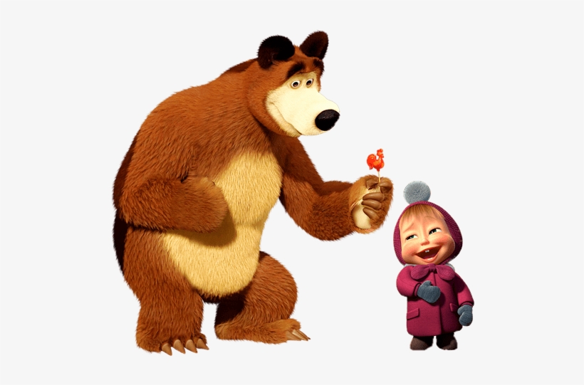 Bear Giving Masha Rooster Lolly - Masha And The Bear Real Life, transparent png