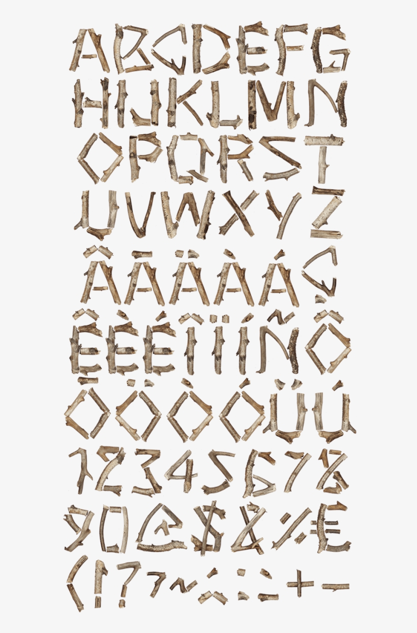 Dry Twigs Wood Font - Twig Font, transparent png