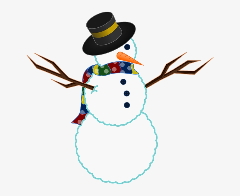 Snowman, Winter, Snow, Twigs, Buttons, Carrot, Scarf - Christmas Symbol No Background, transparent png