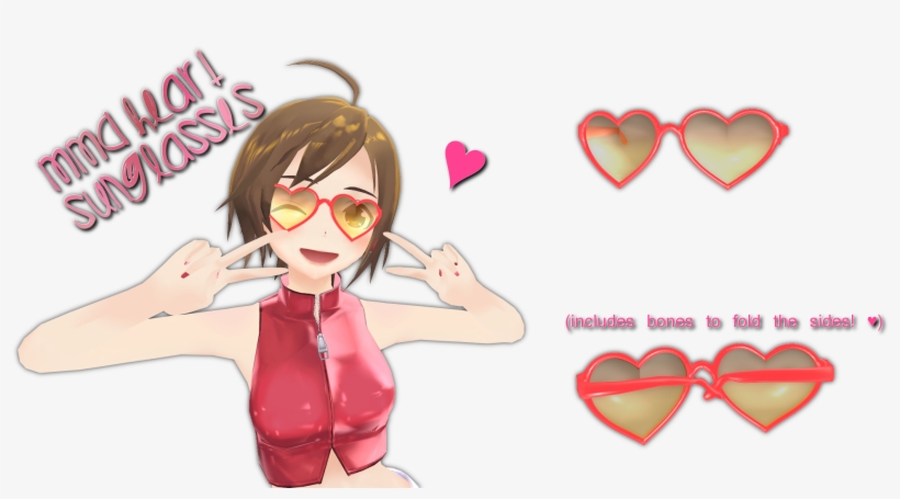 Mmd Heart Glasses By Tehrainbowllama On Deviantart - Mmd Heart Glasses, transparent png