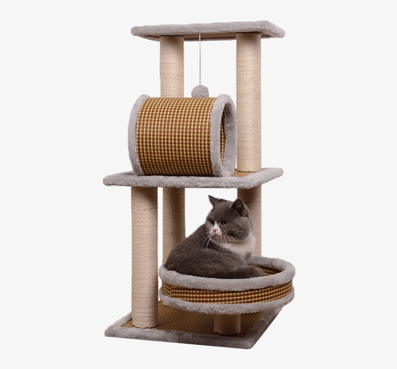 Cat Climbing Frame Small Sisal Cat Frame Wooden Cat - Cat, transparent png
