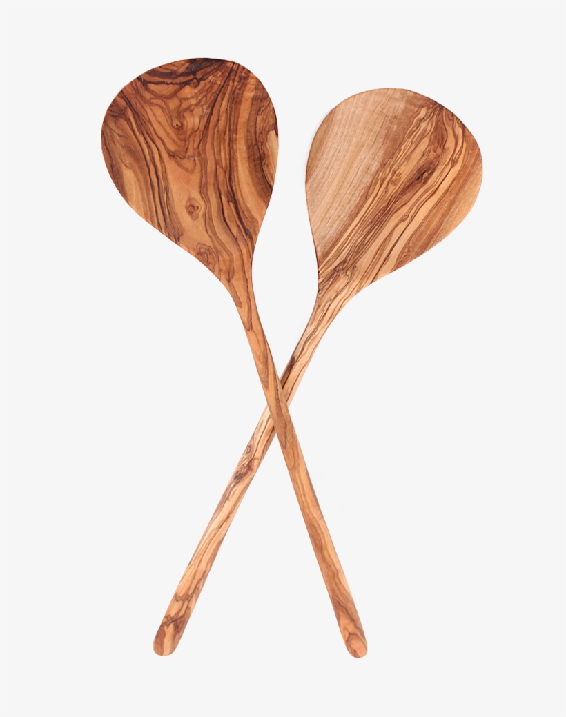 Olive Wood Simple Salad Servers - Salad, transparent png