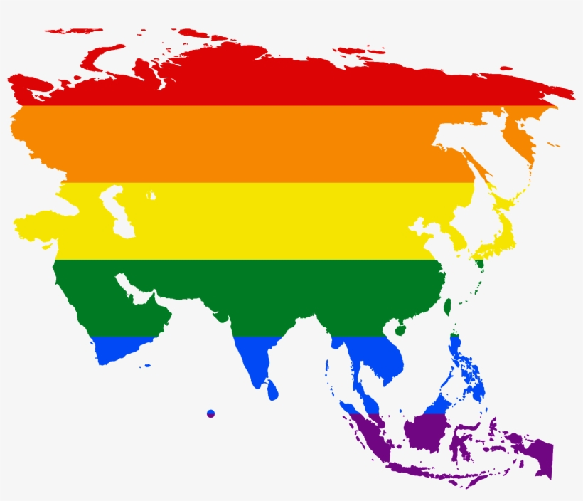 Lgbt Flag Map Of Asia - Asia Flag Map Png, transparent png