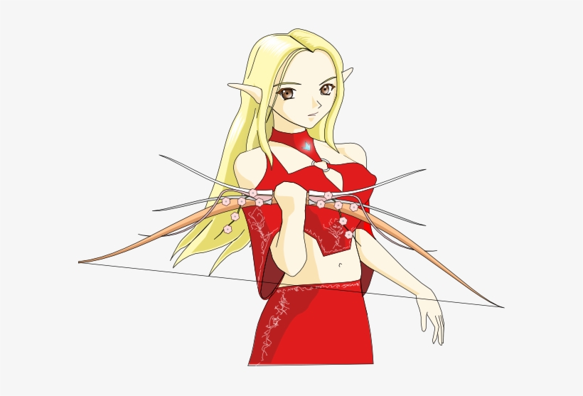 Elf Clipart - Fantasy Elf Girl Archer, transparent png