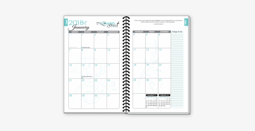 2018 Teal Fish Design Inspirational Christian Daily - Time Planner Notebook, transparent png