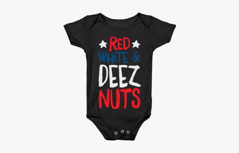 Red White & Deez Nuts Baby Onesy - Anime Baby Shirts, transparent png