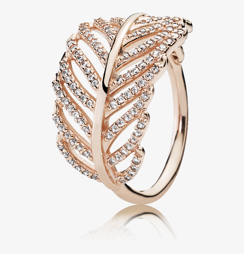 Pandora Rose Gold Feather Ring, transparent png