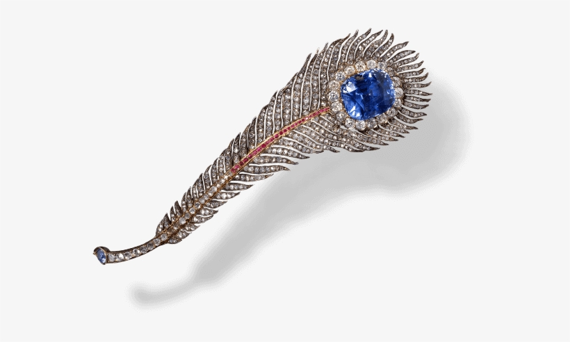 Peacock Feather Rooch Prosper Morel Circa 1870 Gold - Sapphire And Diamond Feather Brooch, transparent png