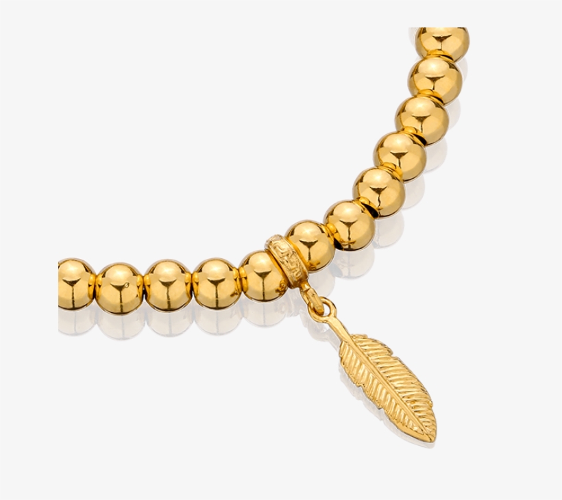 Gold-plated Beaded Bracelet With Feather - Bracelet, transparent png