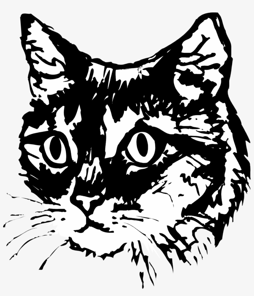 Vector Cats Cat Face Clip Black And White - Cat Face Vector Png, transparent png