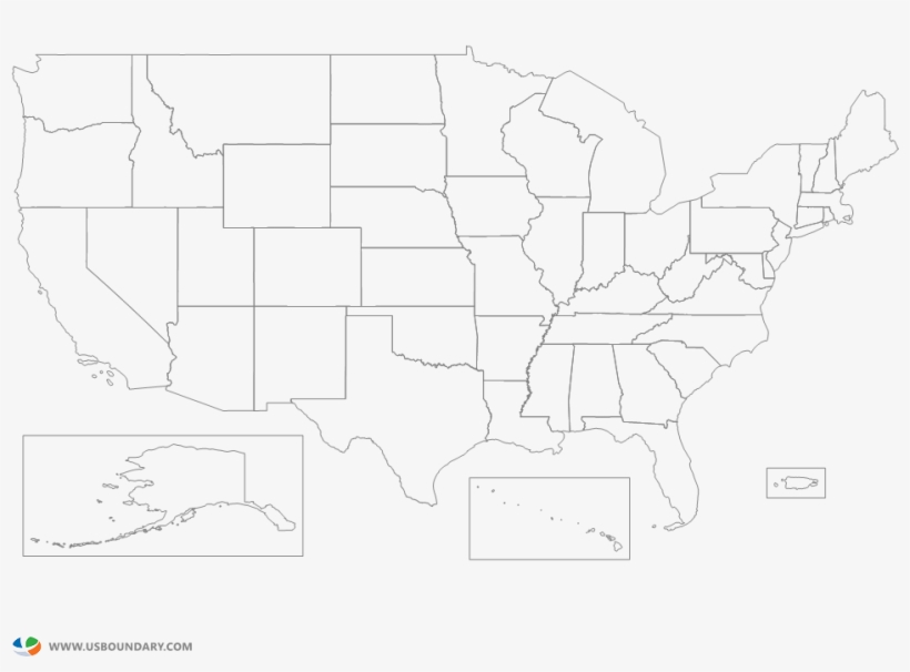 United States Ouline Map With States - Library, transparent png