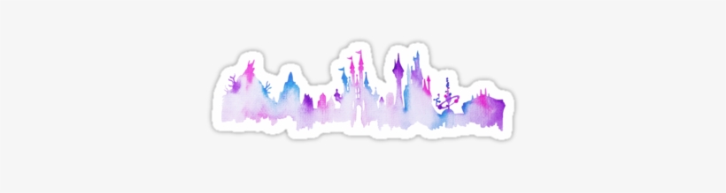 Disney World Magic Kingdom Watercolor Skyline By Tachadesigns - Watercolour Blue And Purple, transparent png