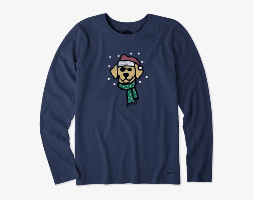 Women's Holiday Dog Long Sleeve Crusher - T-shirt, transparent png