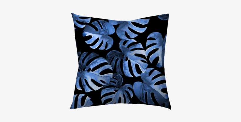 Seamless Floral Pattern With Stylized Watercolor Exotic - Fondos De Hojas Azul Y Negro, transparent png