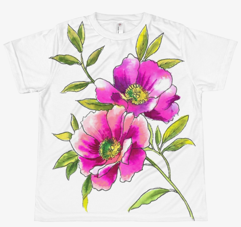 Watercolor Anemones Youth Sublimation T-shirt - Rosa Arkansana, transparent png