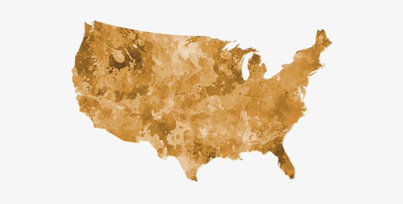Click And Drag To Re-position The Image, If Desired - Usa Map In Watercolor Orange, transparent png