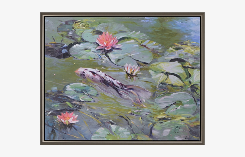 Koi And Lilies - Paragon Chromatic Rosette Iii By Unknown Florals Art, transparent png