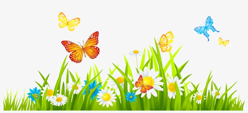 Clipart Freeuse Download Png Hd Of Butterflies And - Grass With Flower Clipart, transparent png