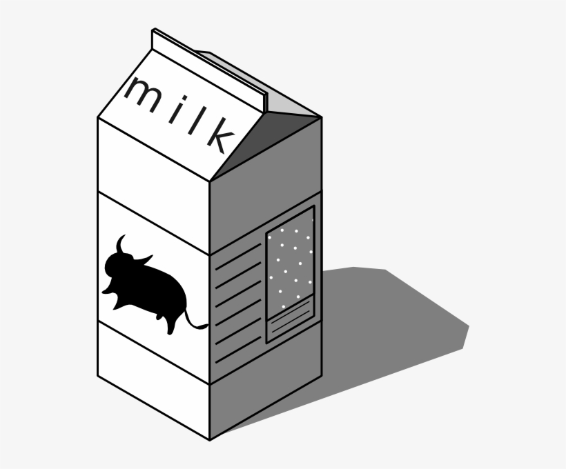 Milk Carton Black And White Clipart - Low Fat Milk Cartoon, transparent png