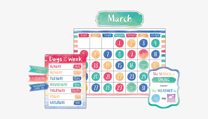 Watercolor Calendar Bulletin Board Display Set - Calendar Bulletin Board Sets, transparent png