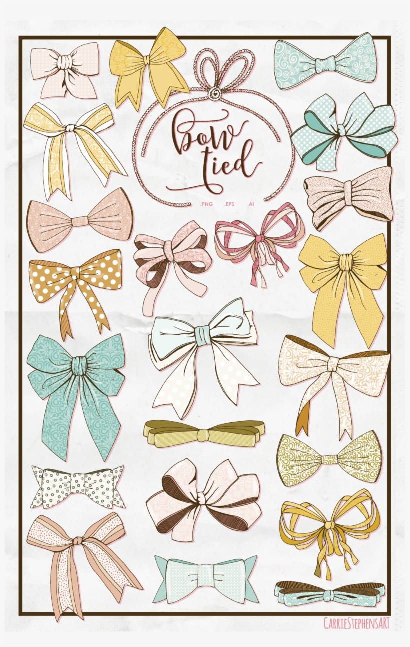 Tied Bow Clipart Hand Drawn Ribbons In 2018 - Leptidea, transparent png