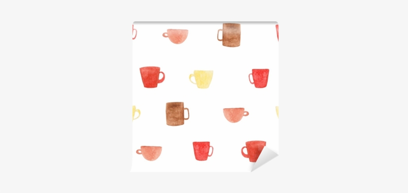 Watercolor Coffee Mugs Pattern - Illustration, transparent png