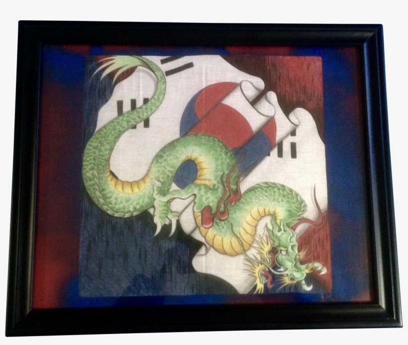 Vintage South Korean Dragon Flag Batik Painting - Korean Dragon, transparent png
