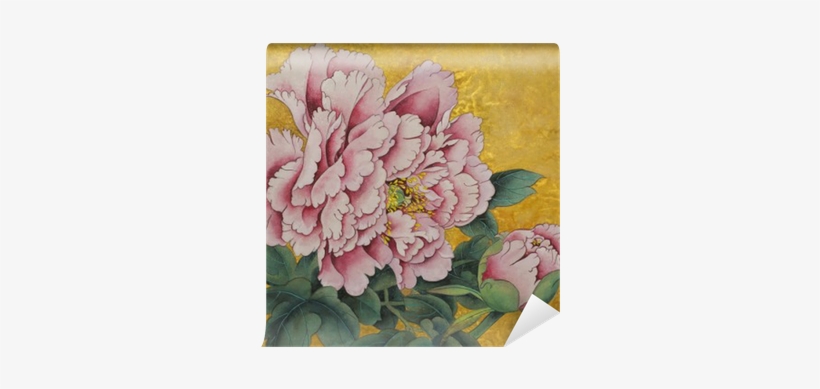 Pink Peony Flower On A Gold Background Wall Mural • - Peony, transparent png