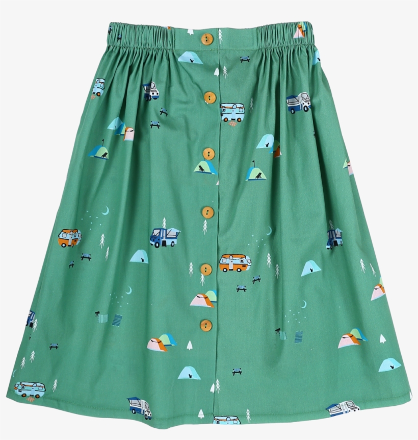 Sea Apple Campsite Green Button Down Midi Skirt - Sea Apple, transparent png