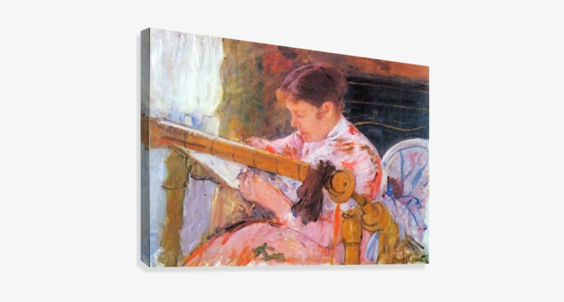 Lydia At The Cord Framework By Cassatt Canvas Print - Mary Cassatt Lydia Seated In Garden With Dog, transparent png
