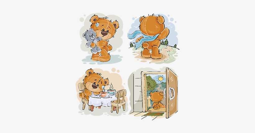 Set Vector Clip Art Illustrations Of Bored Teddy Bears - Dibujo De Osito Triste, transparent png