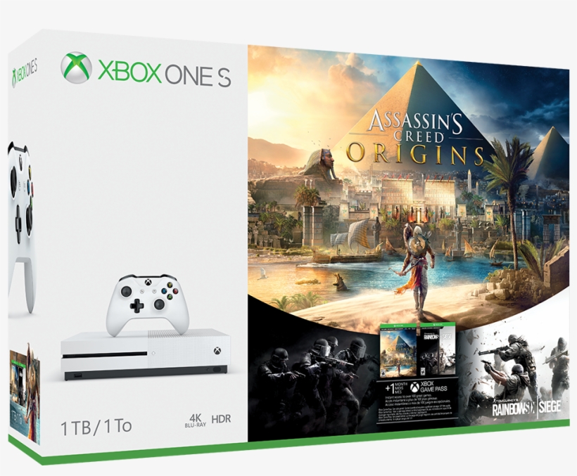 The Bundle Also Includes A 1-month Xbox Game Pass, - Xbox One S Assassin's Creed Bundle, transparent png