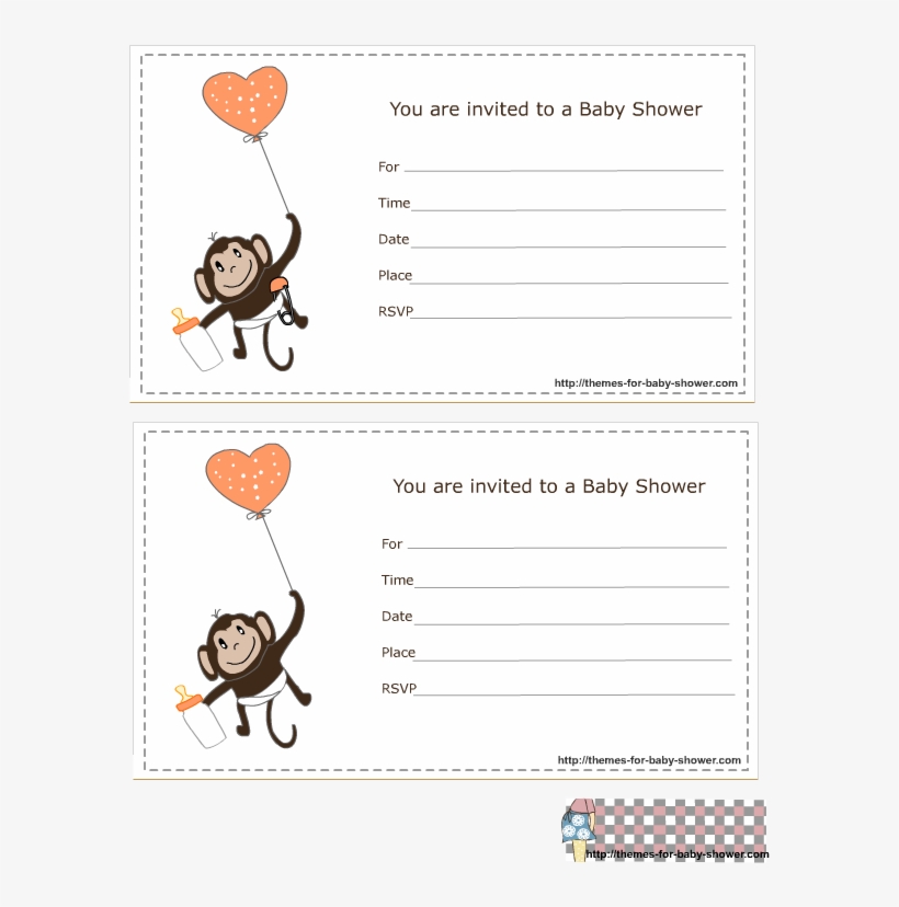 Monkey Baby Shower Invitations 1 - Baby Shower, transparent png