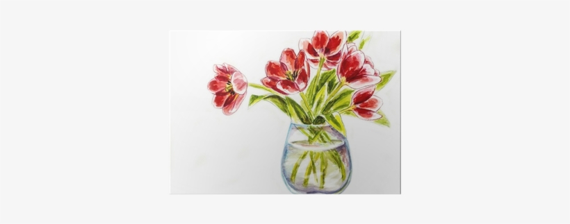 Spring Flowers In Vase, Watercolor Illustration Poster - Jarni Obraz Květiny, transparent png