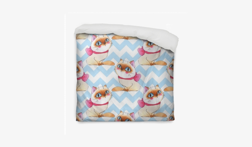 Watercolor Cartoon Cats, Seamless Pattern 7 Duvet Cover - Pattern, transparent png