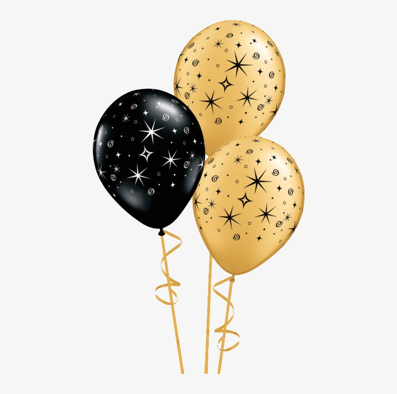 Picture - Black And Gold Balloons Transparent, transparent png