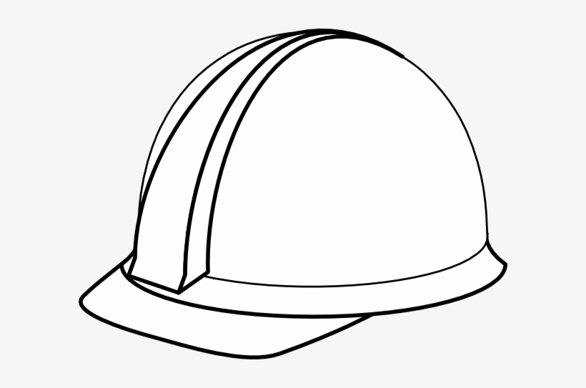 White Hard Hat No Shadow Clip Art At Clker - Hard Hat Black And White, transparent png