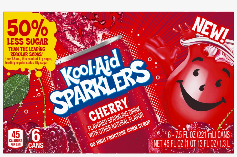 Kool-aid Sparklers Cherry Flavored Sparkling Drink, - Kool Aid Sparklers, transparent png