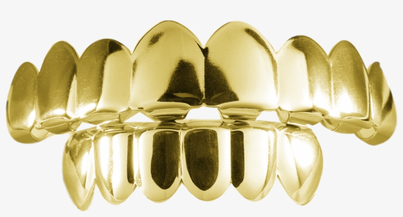 Gold Teeth Png Graphic Black And White Library - 24k White Gold Plated 8 Tooth Grillz + 2 Extra Molding, transparent png