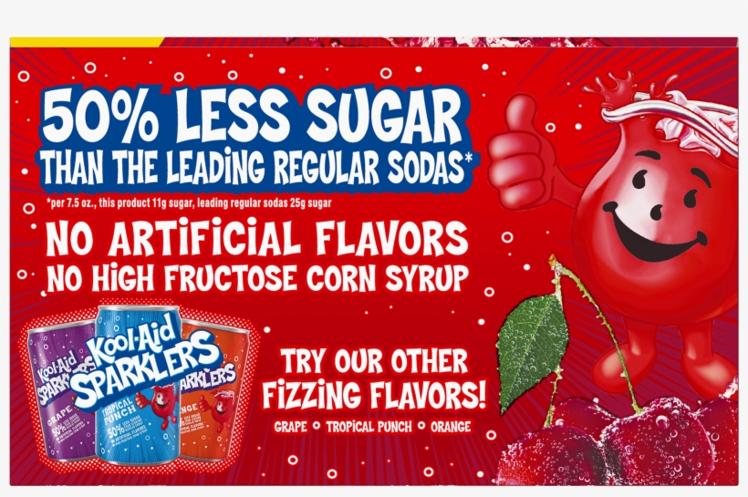 Kool-aid Sparklers Cherry Flavored Sparkling Drink, - Kool-aid Cherry Jelly, transparent png