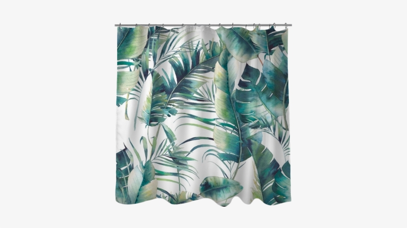 Watercolor Texture With Green Branches On White Background - Bed Skirt, transparent png