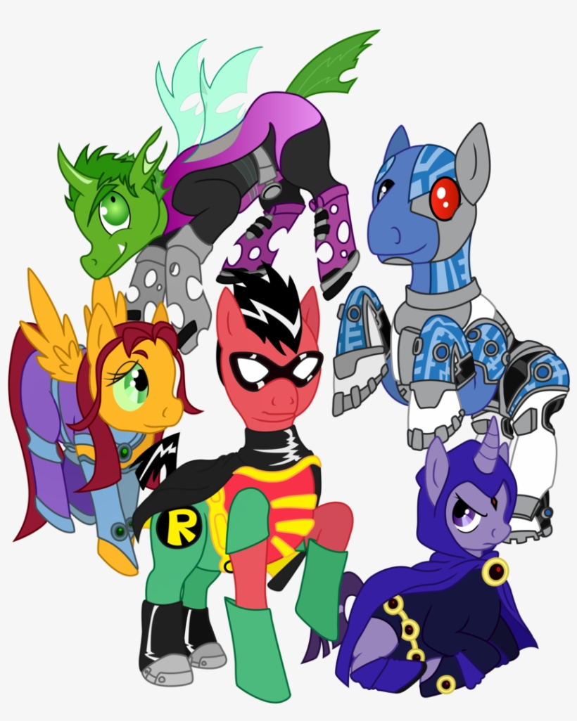 Elliotshoe, Beast Boy, Changeling, Cyborg , Ponified, - Teen Titans Raven Et Changelin, transparent png