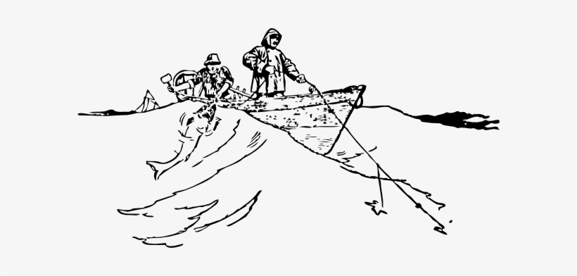 Trawling From A Boat Clip Art Free Vector - Newfoundland Dory Boat Drawing, transparent png