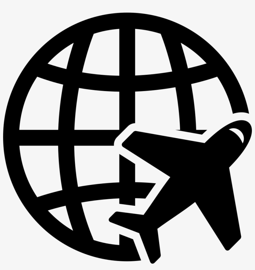 Earth Grid And Airplane Comments - Plane Globe Icon Png, transparent png