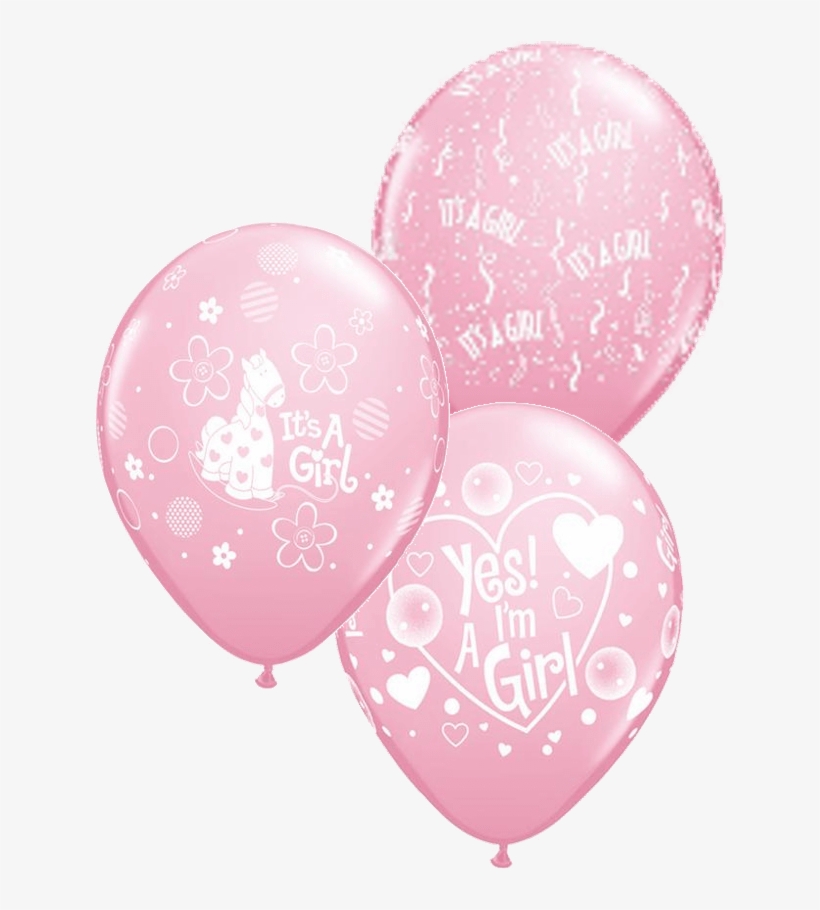 3 Love Latex Balloons - 11 Inch Yes I'm A Girl Pink - Latex, transparent png