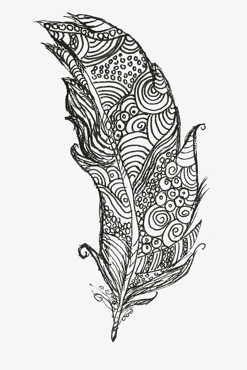 Watercolour Doodles Feather Doodle Sisshart - Feather Doodle Png, transparent png