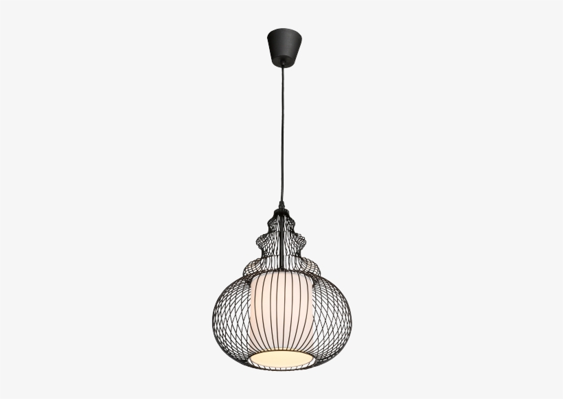 Cage Hanging Light Orient/ Black/ Aluminium/ Pendulum - Hanging Lighting Fixture With Lattice Shade - Black, transparent png